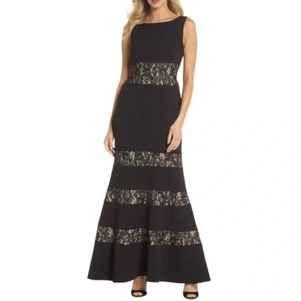 Vince Camuto Black and Cream Lace Maxi Dress